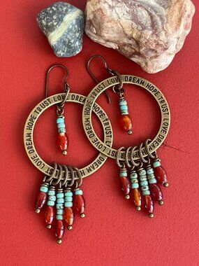 Carnelian and Turquoise Picasso Dangle Earrings | Southwestern | Inspirational